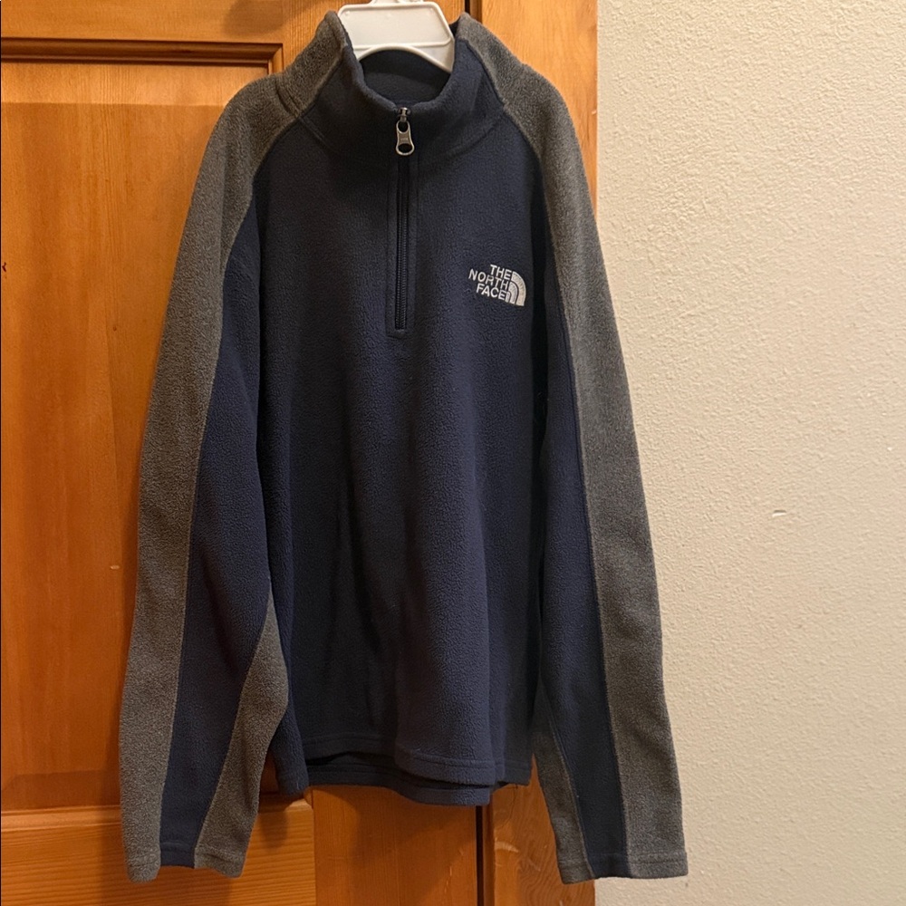 The North Face Men's Blue and Gray Zip-Up Sweater